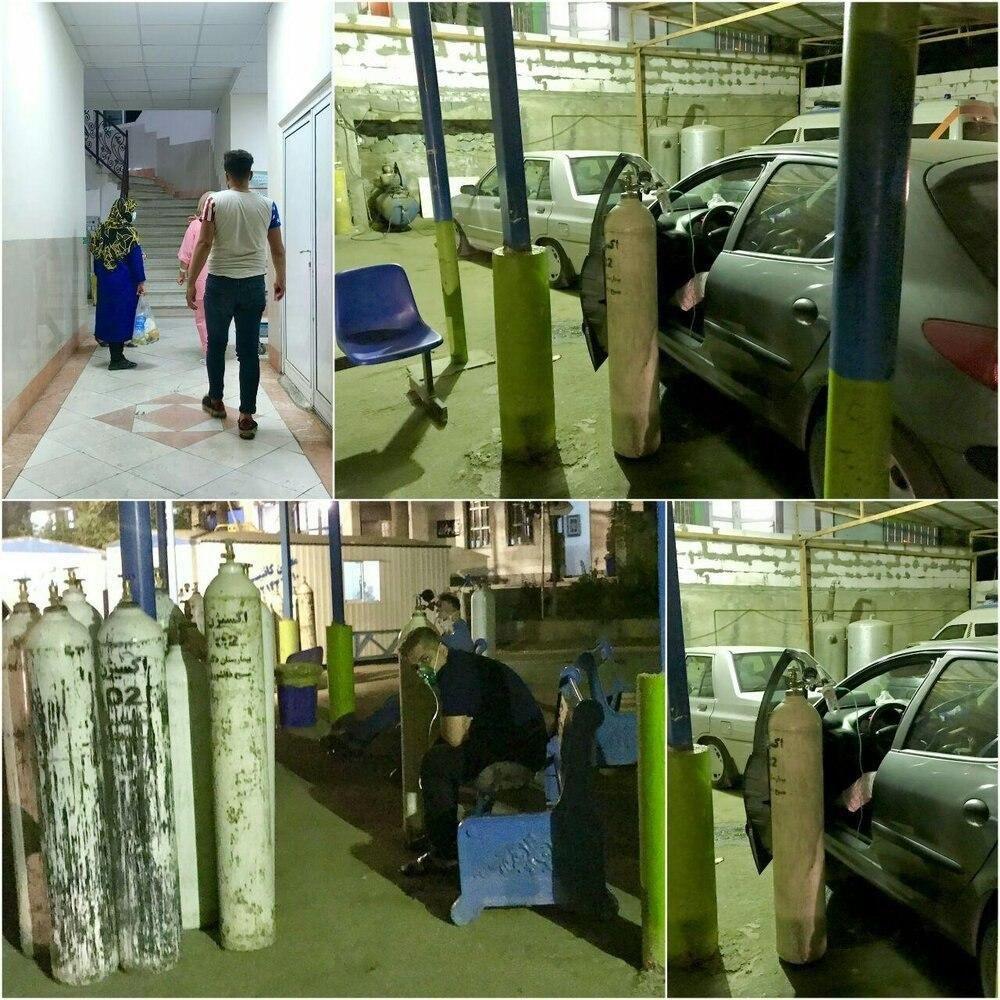 بستری شدن بیماران کرونایی در پارکینگ بیمارستان مسیح دانشوری+ عکس